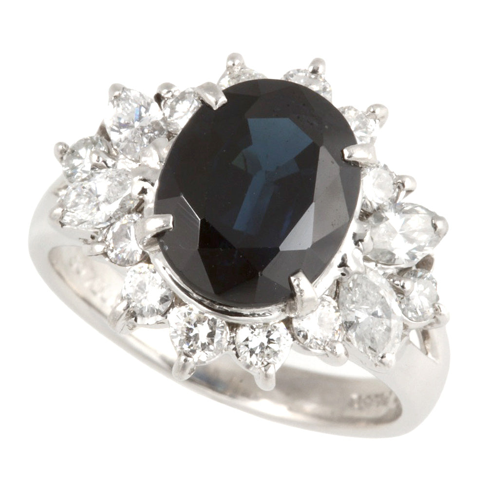 アンティークデザイン Pt850 サファイアリング 3.67ct