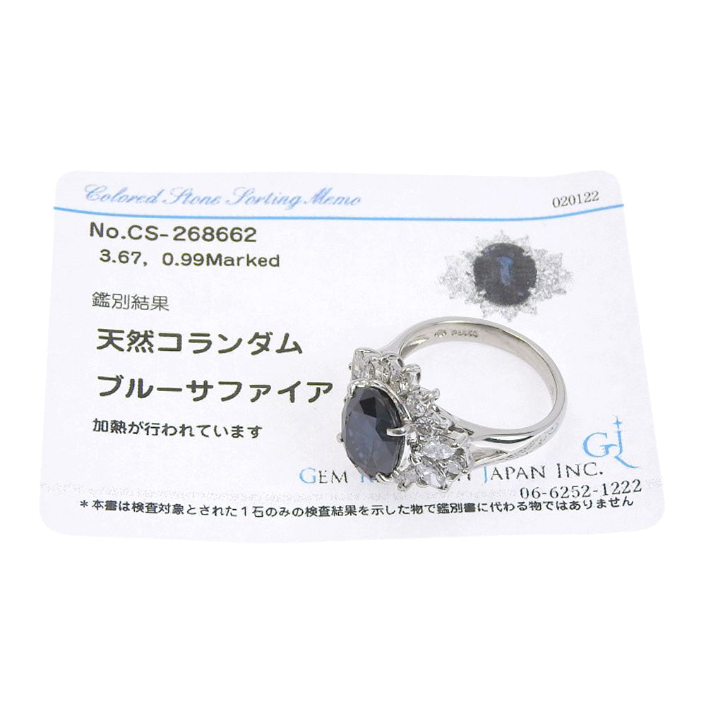 アンティークデザイン Pt850 サファイアリング 3.67ct
