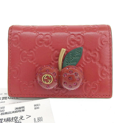 グッチ シマ レザー 二つ折り財布 チェリー レッド 476050
