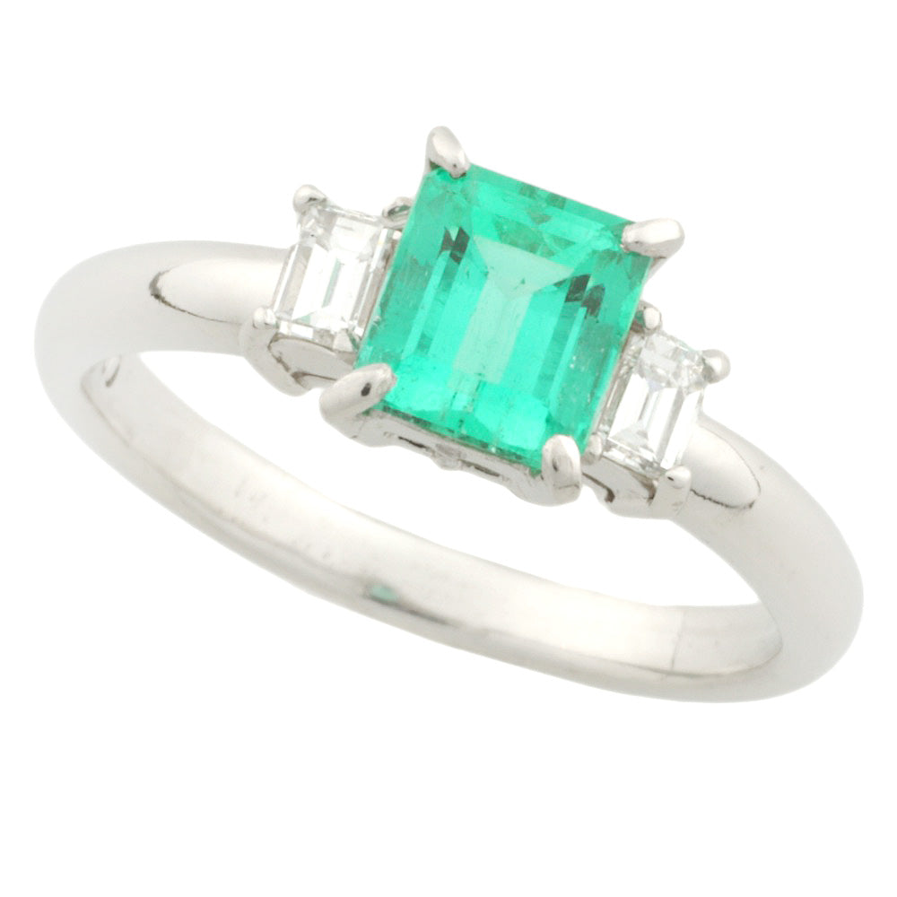 プラチナ Pt900 エメラルドリング 1.06ct ダイヤ 0.23ct