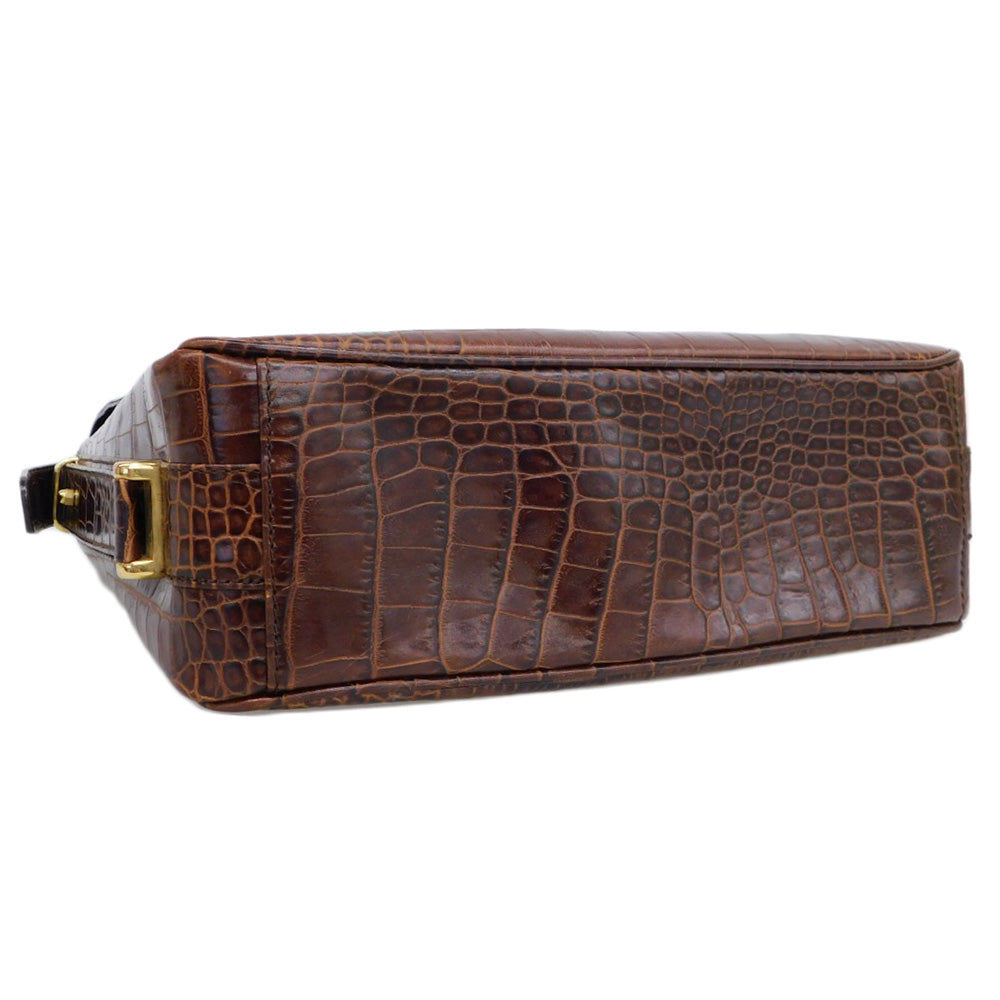 LANCEL クロコダイル レザー ワンショルダー バッグ ブラウン