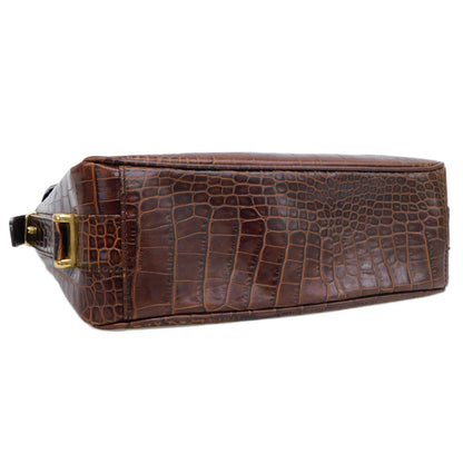 LANCEL クロコダイル レザー ワンショルダー バッグ ブラウン