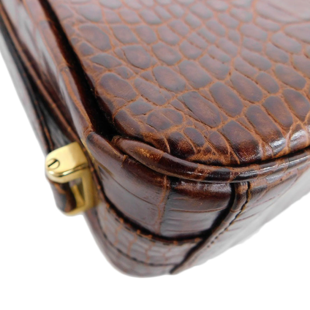 LANCEL クロコダイル レザー ワンショルダー バッグ ブラウン
