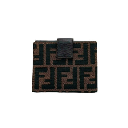 フェンディ ズッカ キャンバス レザー 二つ折り財布