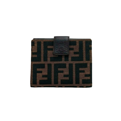 フェンディ ズッカ キャンバス レザー 二つ折り財布
