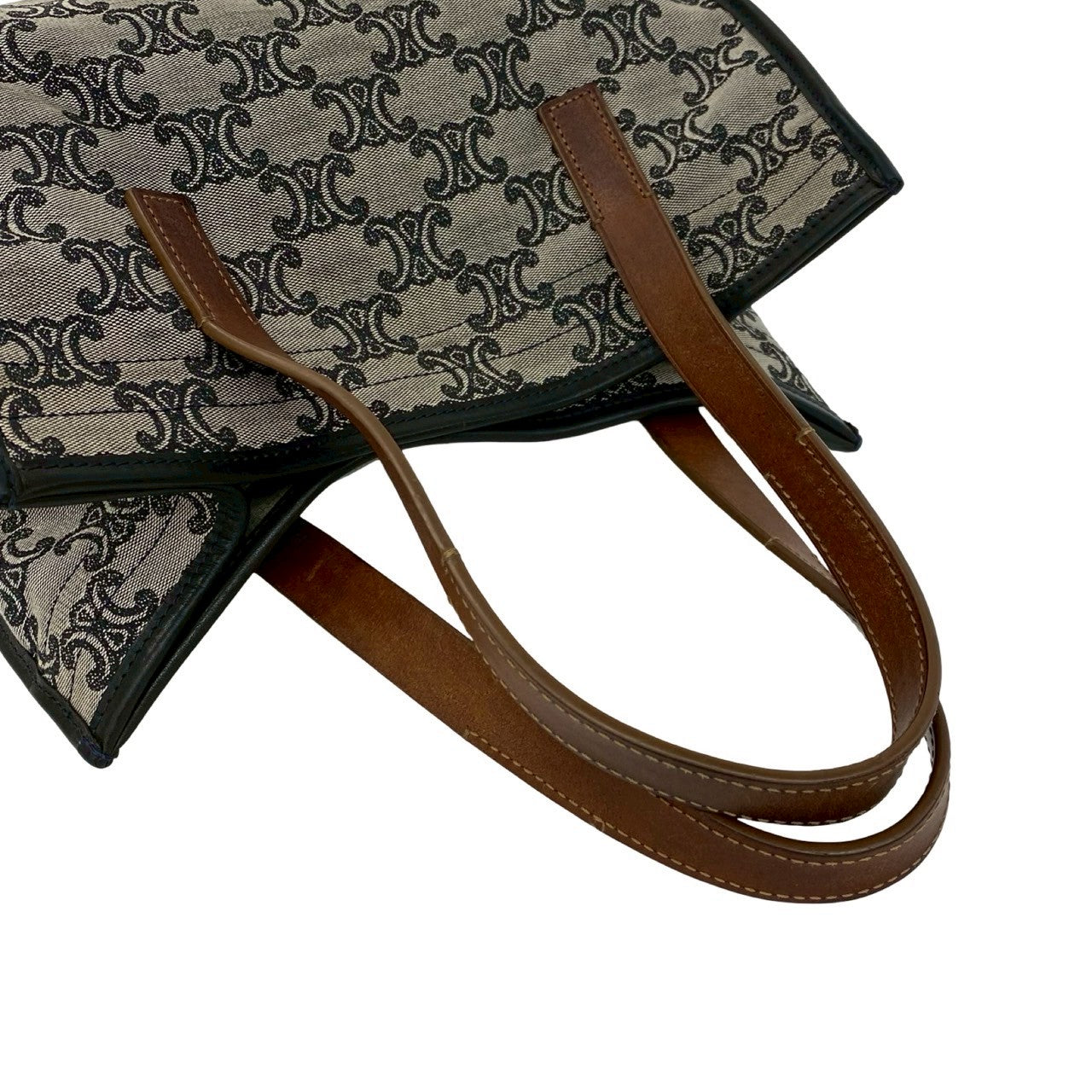 セリーヌ パリマカダム キャンバス レザー ハンドバッグ