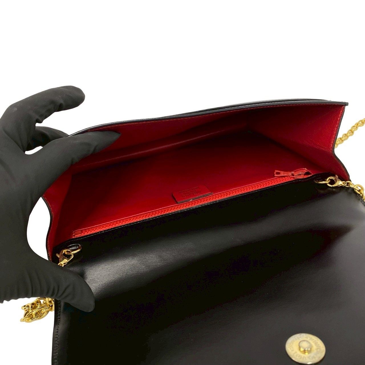 セリーヌ カーフレザー チェーンショルダーバッグ