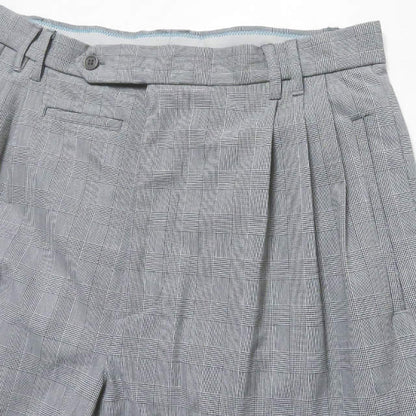 マンド GLEN CHECK TUCK WIDE PANTS ポリエステルレーヨンパンツ