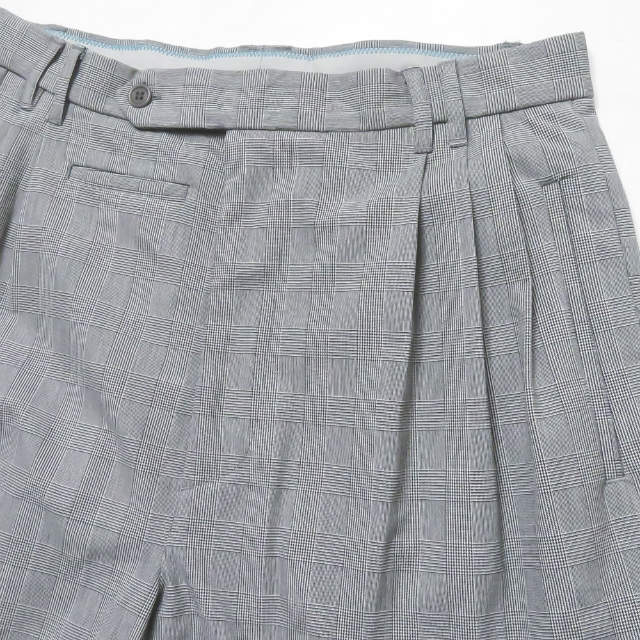 マンド GLEN CHECK TUCK WIDE PANTS ポリエステルレーヨンパンツ
