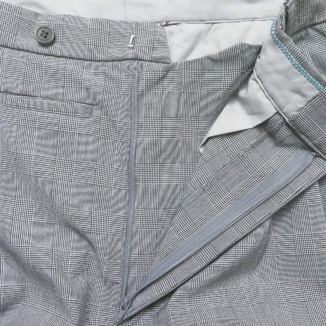 マンド GLEN CHECK TUCK WIDE PANTS ポリエステルレーヨンパンツ