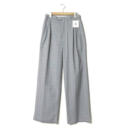マンド GLEN CHECK TUCK WIDE PANTS ポリエステルレーヨンパンツ