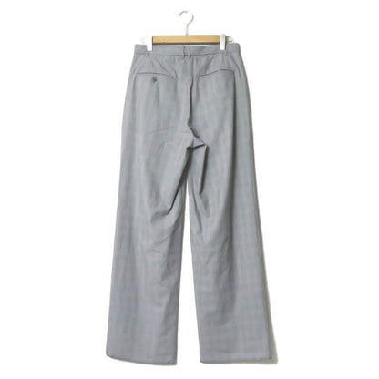 マンド GLEN CHECK TUCK WIDE PANTS ポリエステルレーヨンパンツ