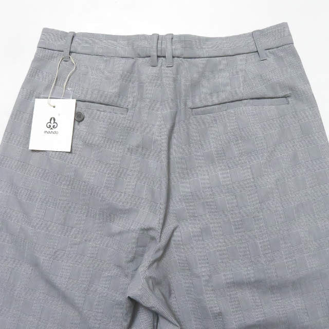 マンド GLEN CHECK TUCK WIDE PANTS ポリエステルレーヨンパンツ