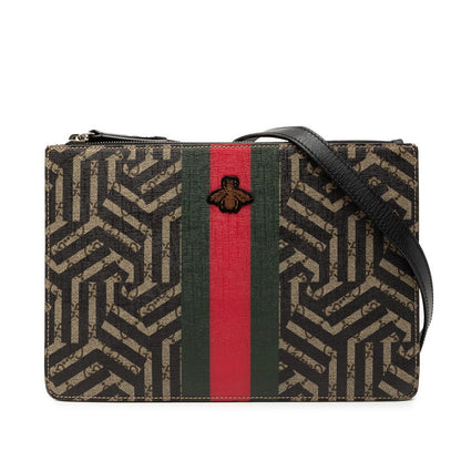 グッチ GGスプリーム カレイド ビー シェリーライン 2wayショルダークラッチバッグ