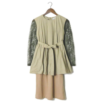YOSHIYO レース スリーブ レイヤード ワンピース ドレス
