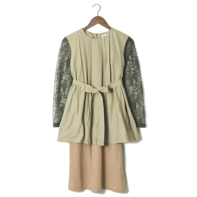 YOSHIYO レース スリーブ レイヤード ワンピース ドレス