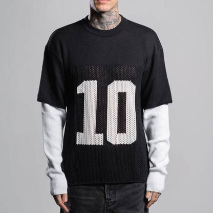 アスクユアセルフ Knit Mesh Long Sleeve Jersey ニットトップス