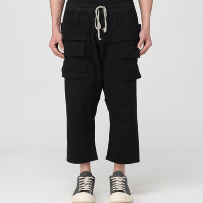 リックオウエンスダークシャドウ CREATCH CARGO CROPPED DRAWSTRING PANTS オーガニックコットン パンツ