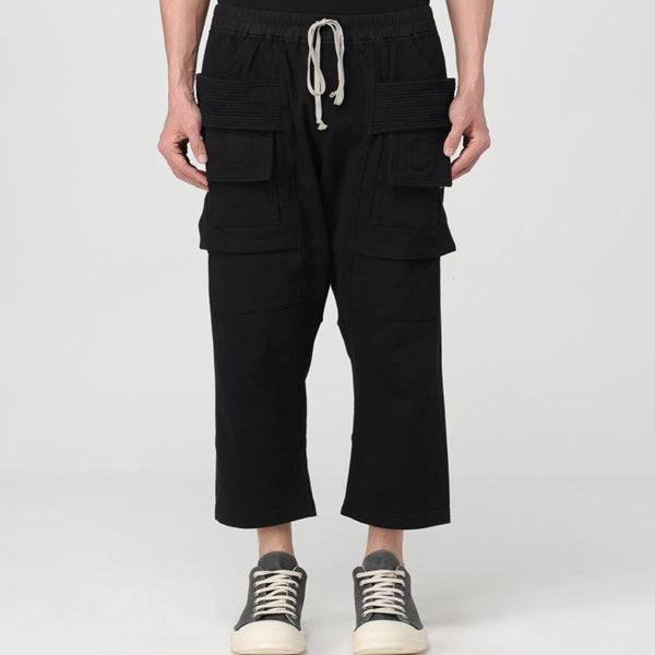 リックオウエンスダークシャドウ CREATCH CARGO CROPPED DRAWSTRING PANTS オーガニックコットン パンツ