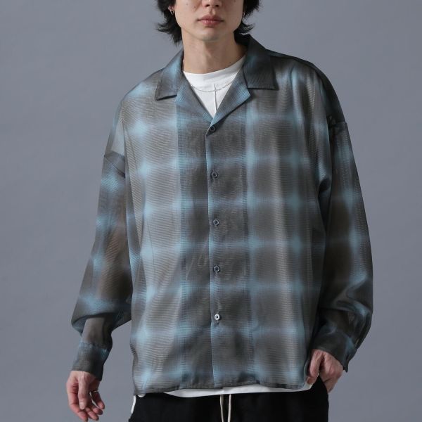 ダンケシェーン OMBRE CHECK MESH ロングスリーブシャツ
