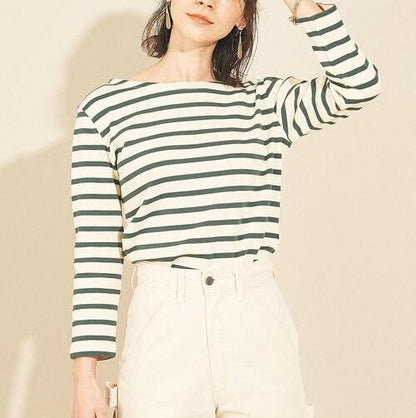BEAUTY&YOUTH UNITED ARROWS コットン ボーダー 8分袖 トップ