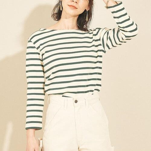 BEAUTY&YOUTH UNITED ARROWS コットン ボーダー 8分袖 トップ