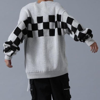 Danke Schon RV クルーネック ニット チェッカー セーター