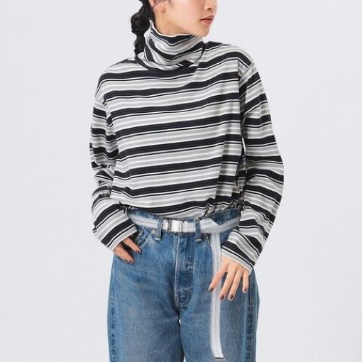 ビームスボーイ マルチボーダーリブ コットン長袖Tシャツ