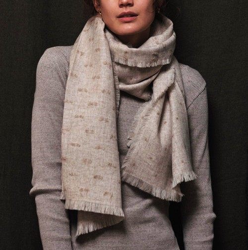 THROW ELENA W C Boucle Dot ウールカシミヤマフラー