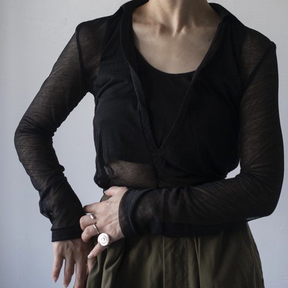 シーオール SHEER LAYERED POLO コットン トップス