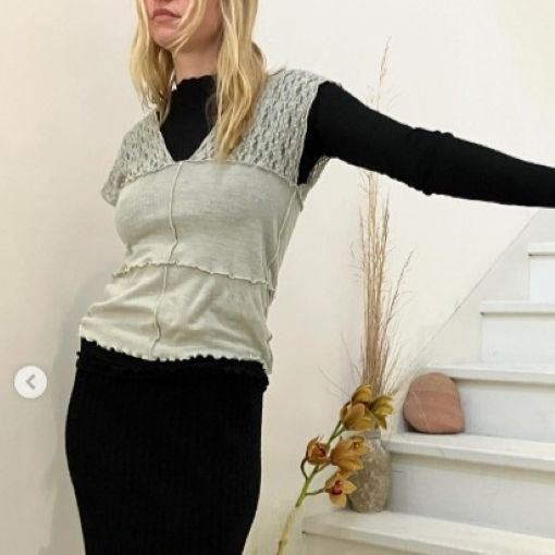 ベースレンジ NEHRU TANK Organic Cotton Lace Fine Wool タンクトップ