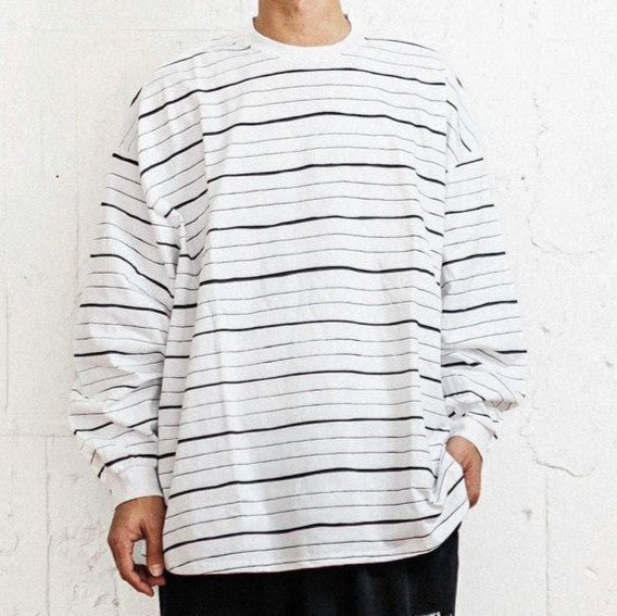 ストライプフォークリエイティブ SUPER BIG MIX SIDE STRIPES LS TEE コットン長袖トップス