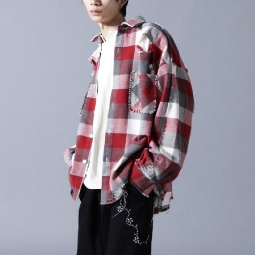 ダンケシェーン FLANNEL DAMAGE SHIRTS BLOCK フランネルシャツ
