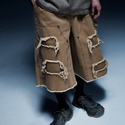 ダンケシェーン STUDS W-KNEE DUCK SHORTS コットンショーツ
