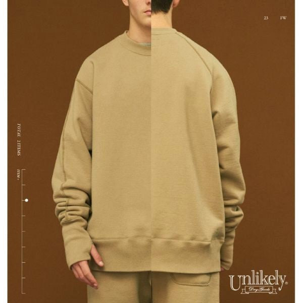 アンライクリー Split Raglan Sleeve Crew コットンスウェット
