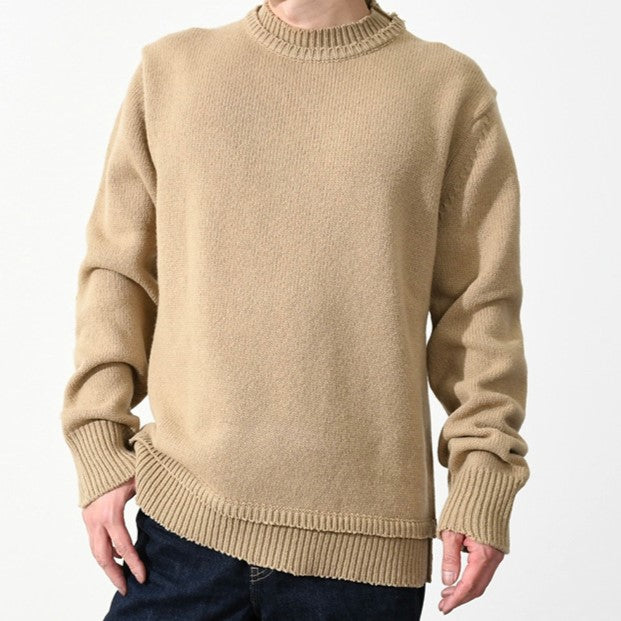 メゾンマルジェラ Elbow Patch Crew Neck Sweater コットンリネンウール ニット