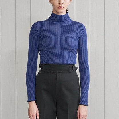 エイチビューティーアンドユース WOOL RAYON リブハイネックニット