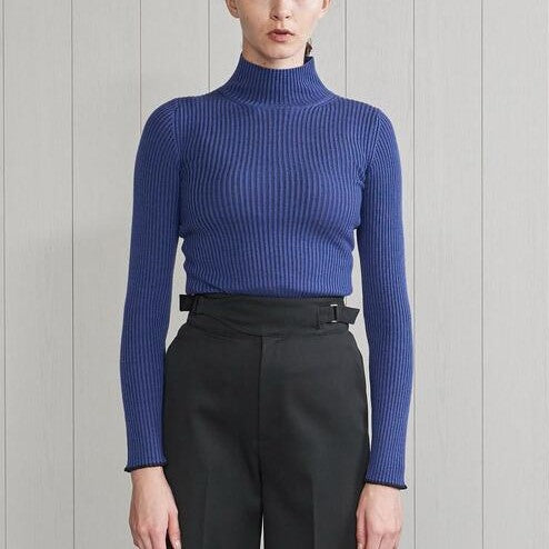 エイチビューティーアンドユース WOOL RAYON リブハイネックニット