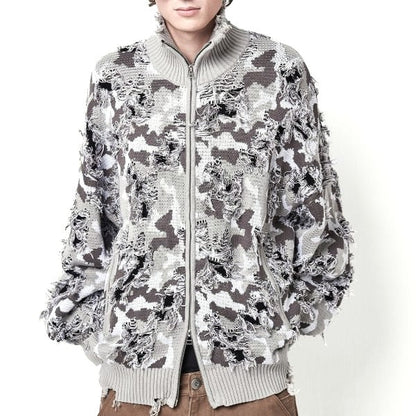 ダンケシェーン CAMO KNIT DRIVERS コットンニットジャケット