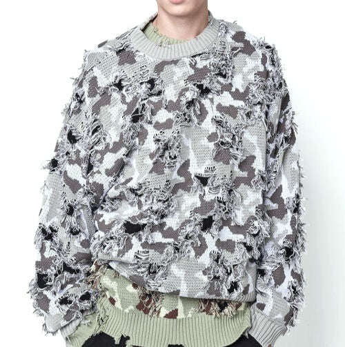 ダンケシェーン CAMO KNIT CREWNECK コットンアクリルニット