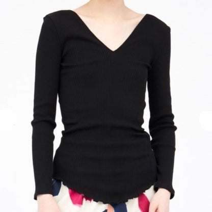 ハクジ Random Rib LS PO コットンシルクプルオーバー