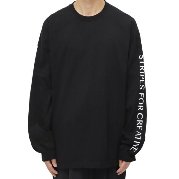 ストライプフォークリエイティブ SUPER BIG FLAT LS TEE コットン長袖Tシャツ