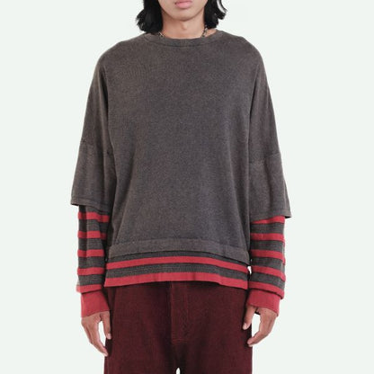 イサボールダー Gauzine Stripe コットンニットトップス