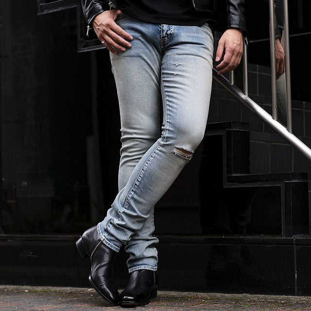 イヴサンローラン D02 SKINNY-FIT JEANS コットン デニムパンツ