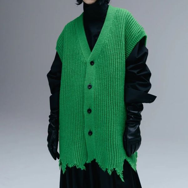 ゼロエイトサーカス WOOL BROKEN KNIT CARDIGAN VEST ウールベスト
