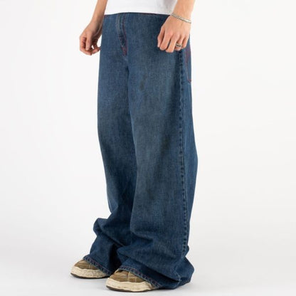 イーアールエル BAGGY INDIANA DISTRESSED JEANS コットンデニムパンツ
