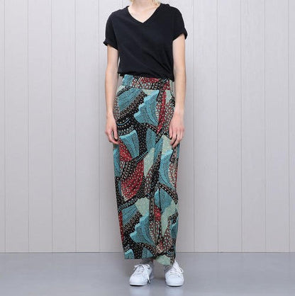 エイチビューティーアンドユース PATCHWORK PRINT WRAP SKIRT ポリエステルスカート
