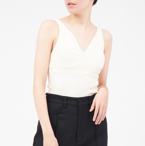 ハクジ Random Rib Tanktop コットンシルクタンクトップ