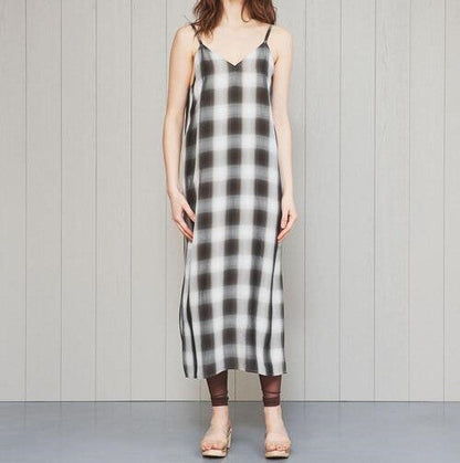 エイチビューティーアンドユース OMBRE CHECK CAMISOLE レーヨン ワンピース