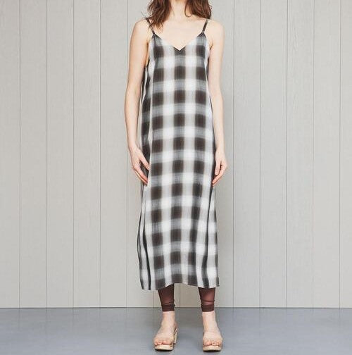 エイチビューティーアンドユース OMBRE CHECK CAMISOLE レーヨン ワンピース